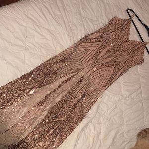 Very sparkly Sequin nude maxi dress w straps